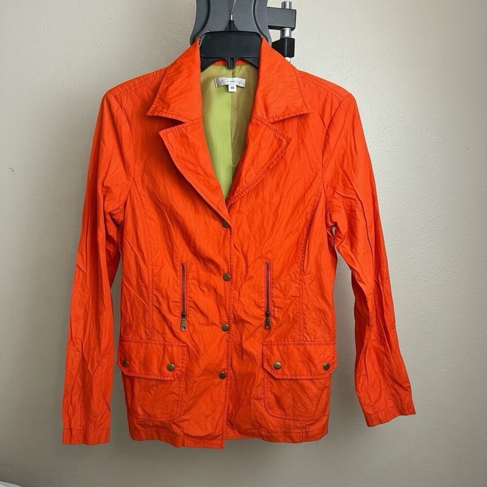Renfrew Collection Chartreuse Orange Nylon Crinkle Jacket Windbreaker Sz 10